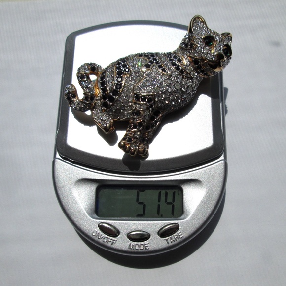 ✨🐱 Swarovski Vintage 1999 Swan Mark Rare Retired Cat Brooch Gold Tone Crystal - Picture 10 of 14